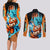 Goku Blue Anime - Dragon Ball Couples Matching Long Sleeve Bodycon Dress and Long Sleeve Button Shirt