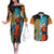 Goku Blue Anime - Dragon Ball Couples Matching Off The Shoulder Long Sleeve Dress and Hawaiian Shirt