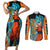 Goku Blue Anime - Dragon Ball Couples Matching Short Sleeve Bodycon Dress and Long Sleeve Button Shirt