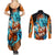 Goku Blue Anime - Dragon Ball Couples Matching Summer Maxi Dress and Long Sleeve Button Shirt