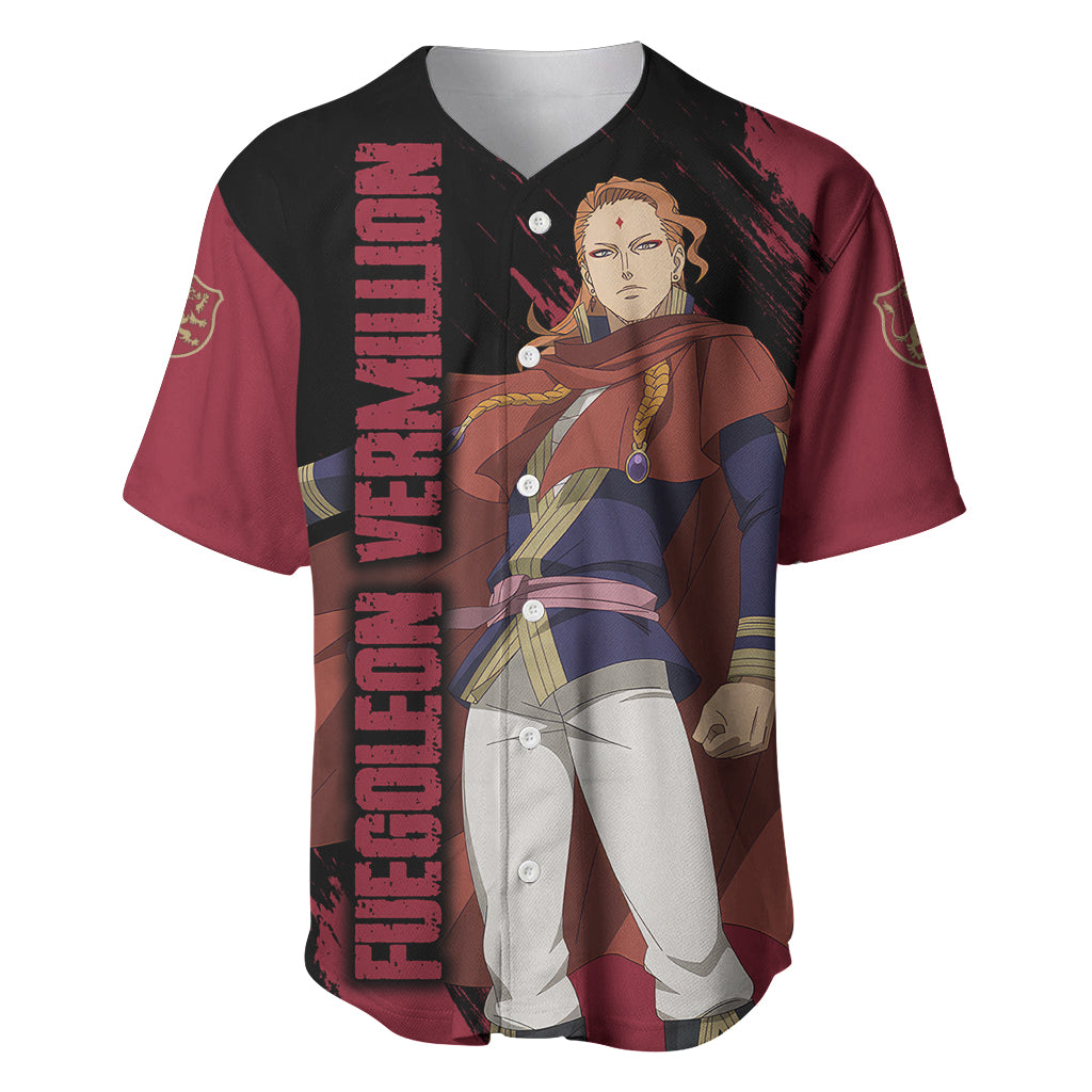 Crimson Lion Fuegoleon Vermillion Baseball Jersey Black Clover