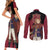 Crimson Lion Fuegoleon Vermillion Couples Matching Short Sleeve Bodycon Dress and Long Sleeve Button Shirt Black Clover