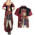 Crimson Lion Fuegoleon Vermillion Couples Matching Summer Maxi Dress and Hawaiian Shirt Black Clover