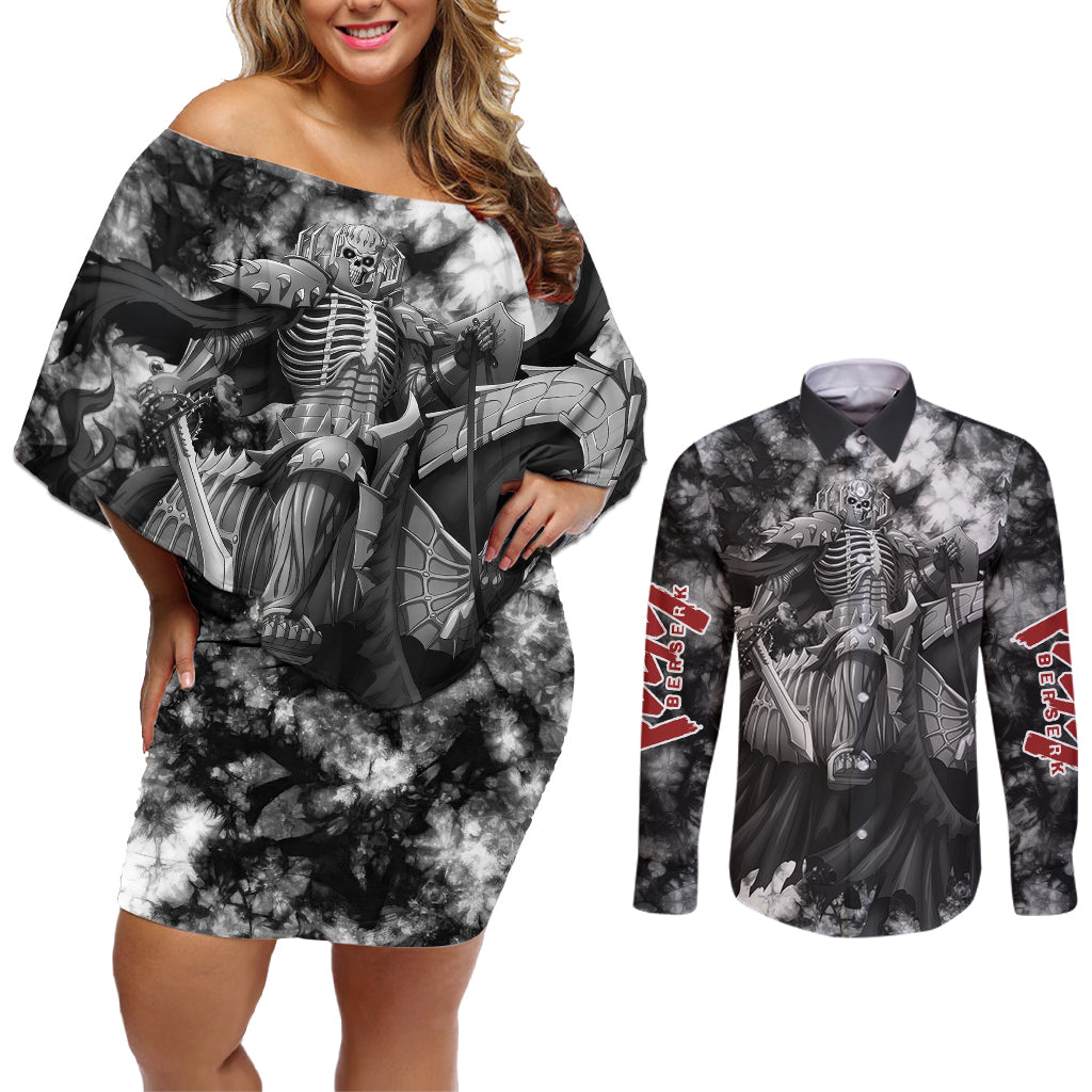 The Skull Knight Berserk Couples Matching Off Shoulder Short Dress and Long Sleeve Button Shirt Anime Grunge Style