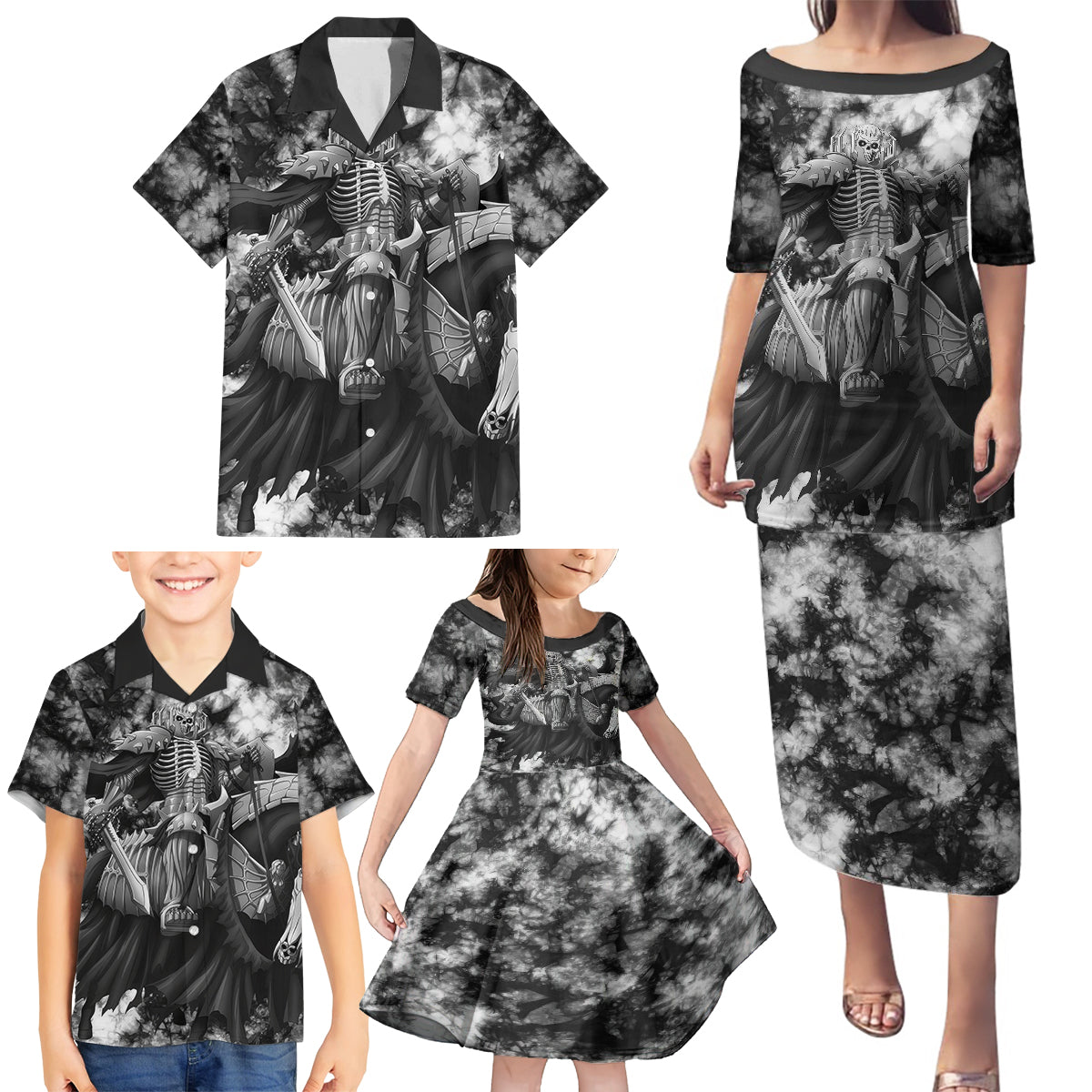 The Skull Knight Berserk Family Matching Puletasi and Hawaiian Shirt Anime Grunge Style