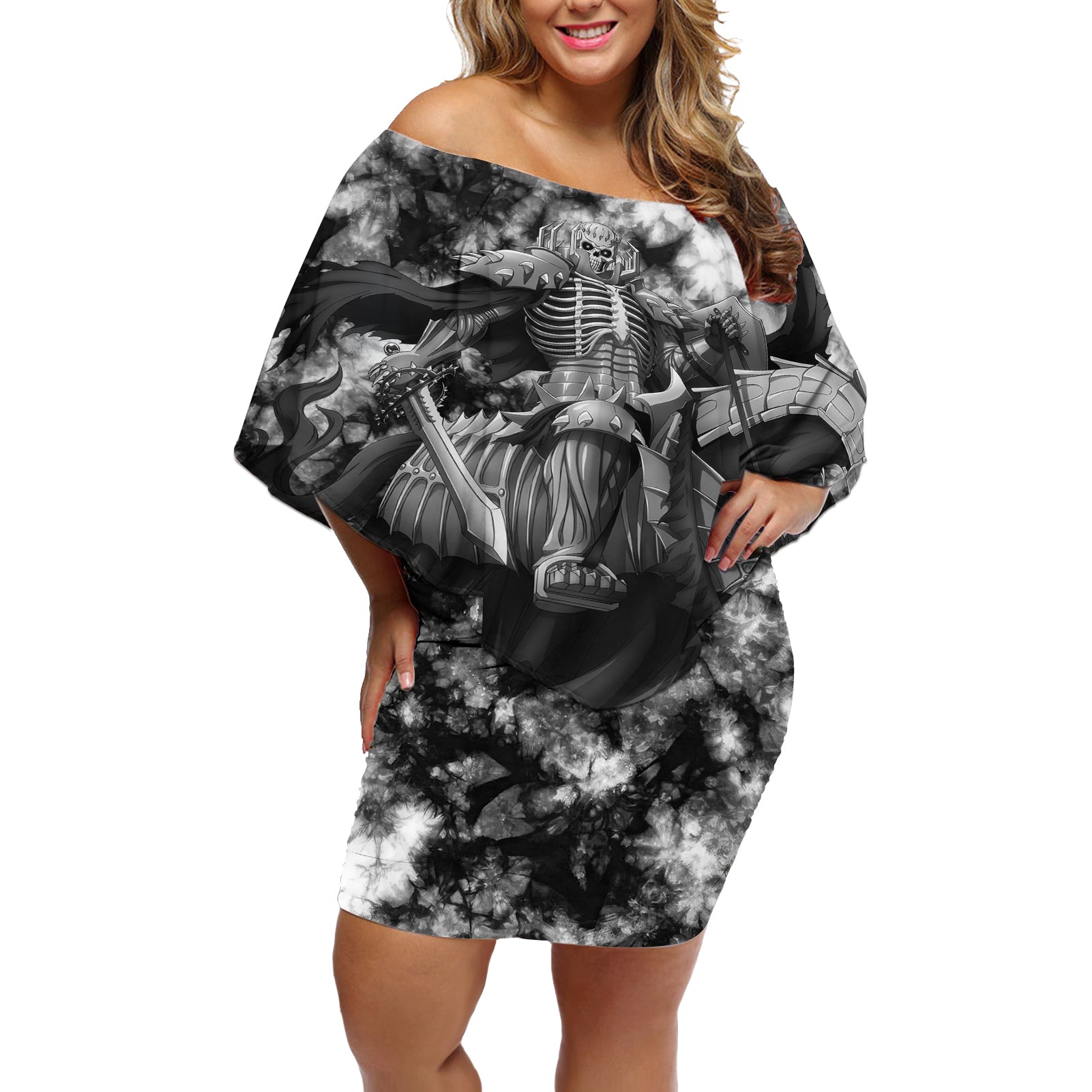 The Skull Knight Berserk Off Shoulder Short Dress Anime Grunge Style