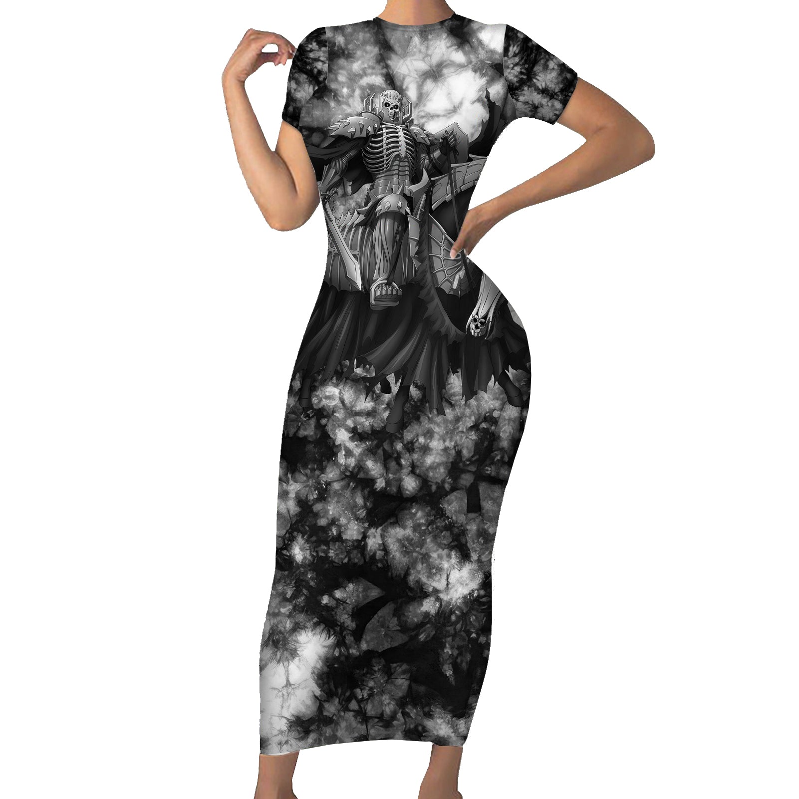 The Skull Knight Berserk Short Sleeve Bodycon Dress Anime Grunge Style