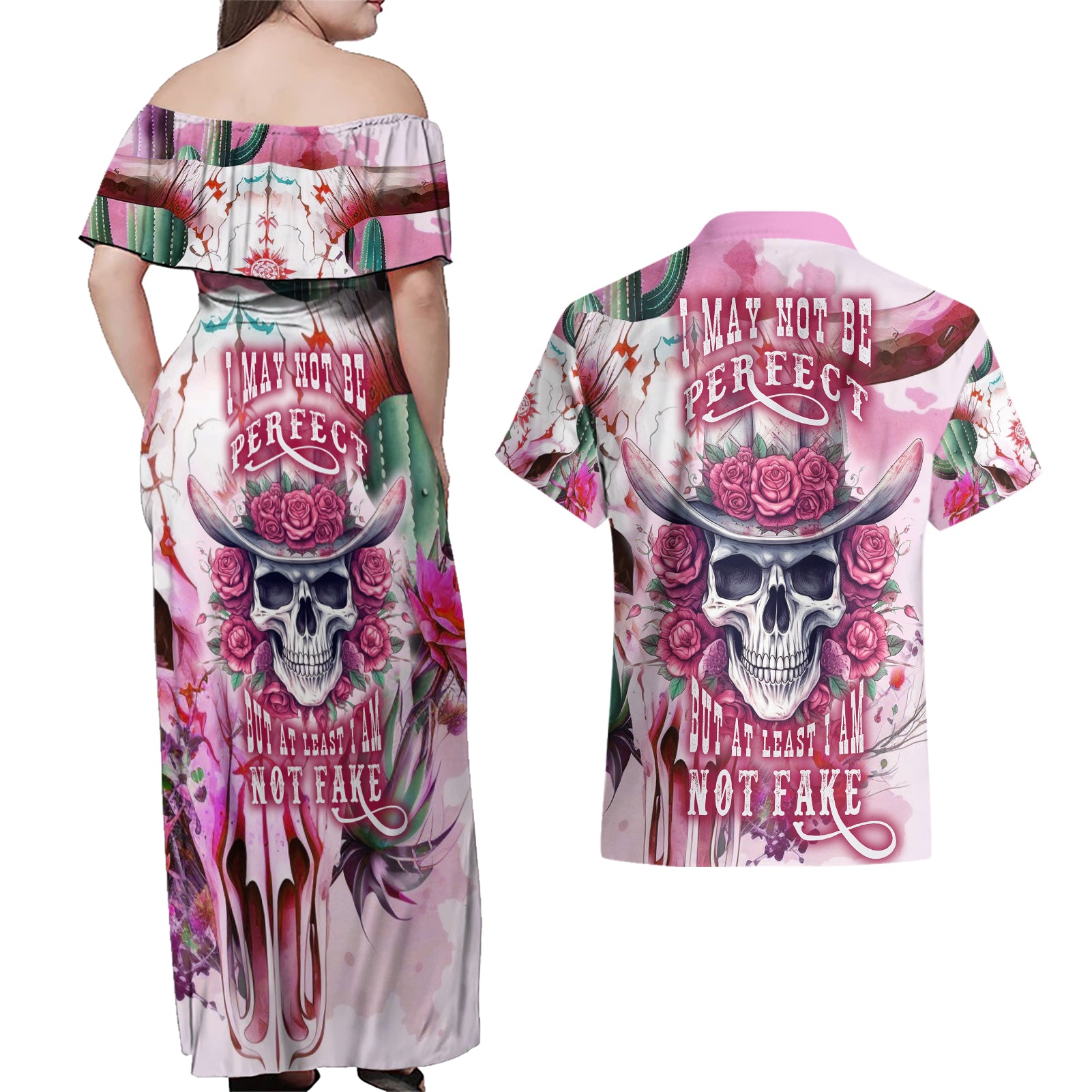 i-may-not-be-perfect-but-at-least-i-am-not-fake-skull-couples-matching-off-shoulder-maxi-dress-and-hawaiian-shirt