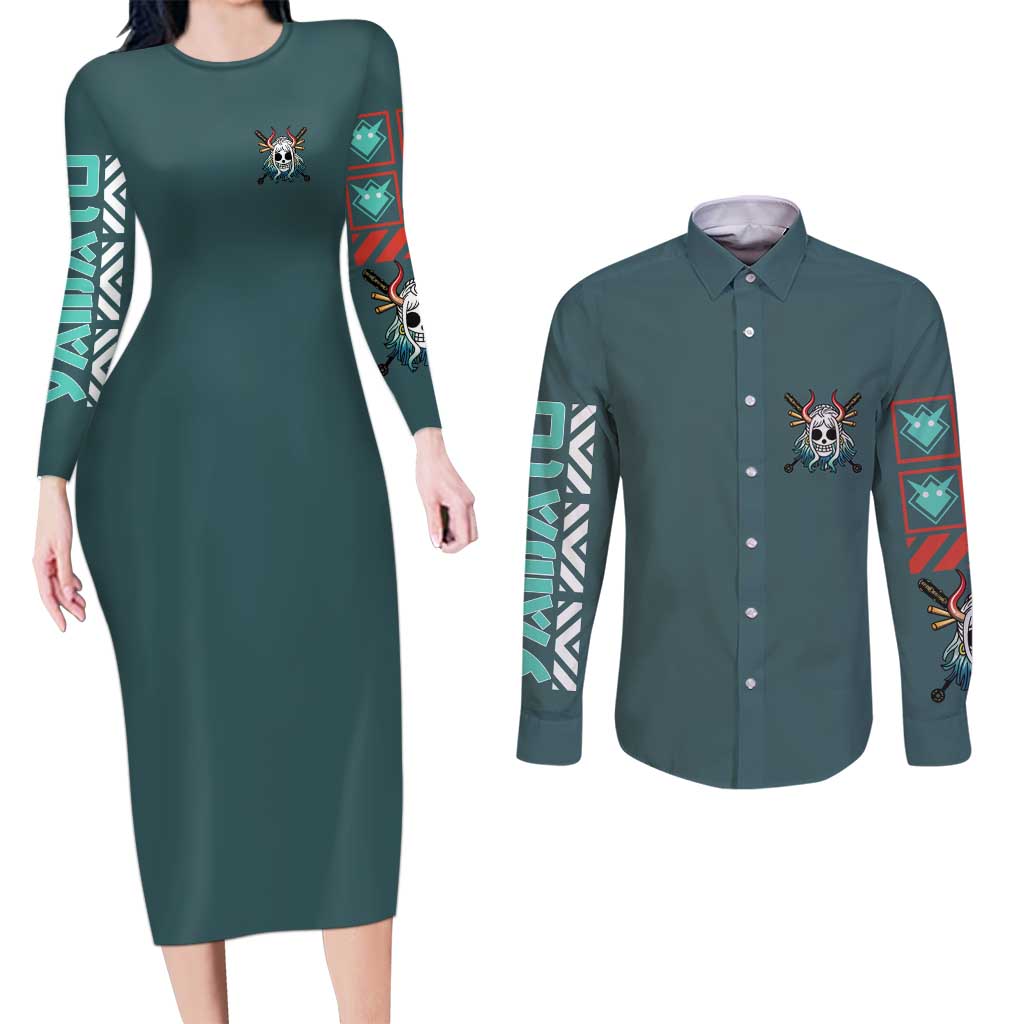 Yamato One Piece Couples Matching Long Sleeve Bodycon Dress and Long Sleeve Button Shirt Anime Style TS04