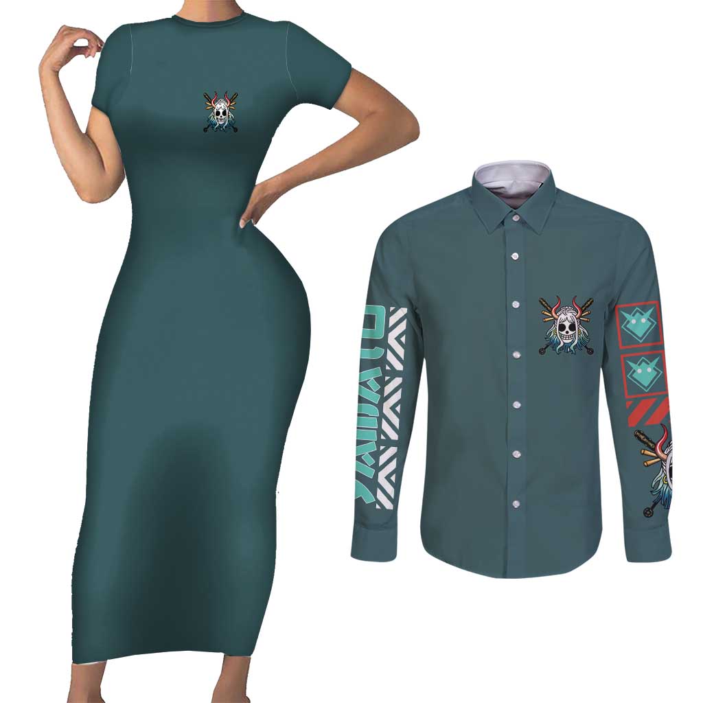 Yamato One Piece Couples Matching Short Sleeve Bodycon Dress and Long Sleeve Button Shirt Anime Style TS04