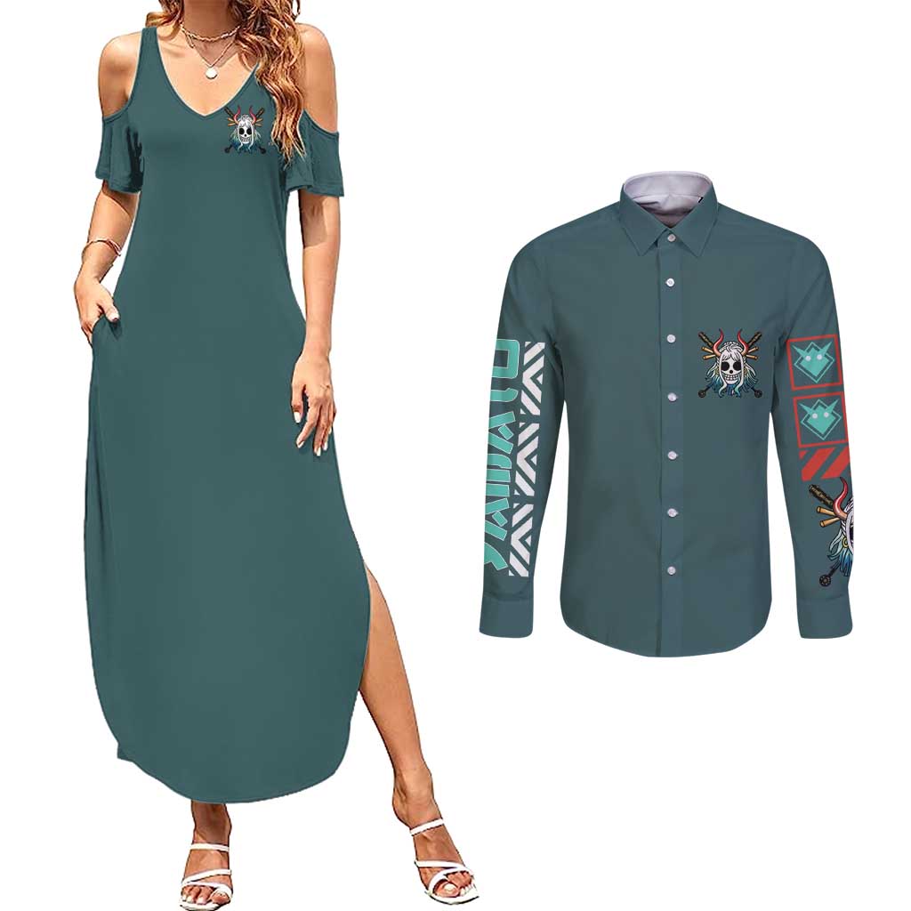 Yamato One Piece Couples Matching Summer Maxi Dress and Long Sleeve Button Shirt Anime Style TS04