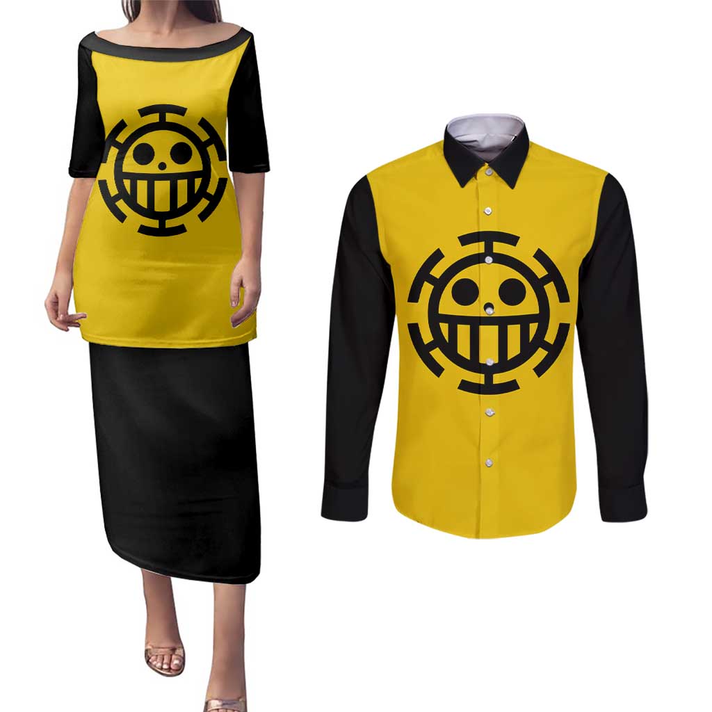 Trafalgar Law One Piece Couples Matching Puletasi and Long Sleeve Button Shirt Anime Uniform Style