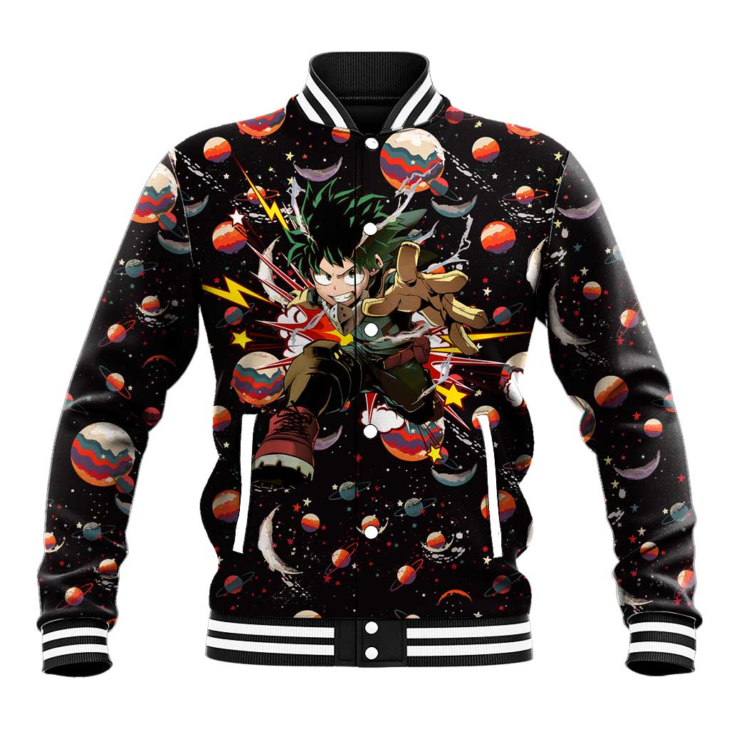 Retro Universe Deku My Hero Academia Baseball Jacket Anime Mid Cosmic Pattern Style