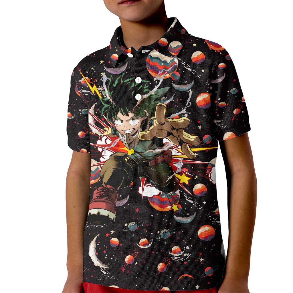 Retro Universe Deku My Hero Academia Kid Polo Shirt Anime Mid Cosmic Pattern Style