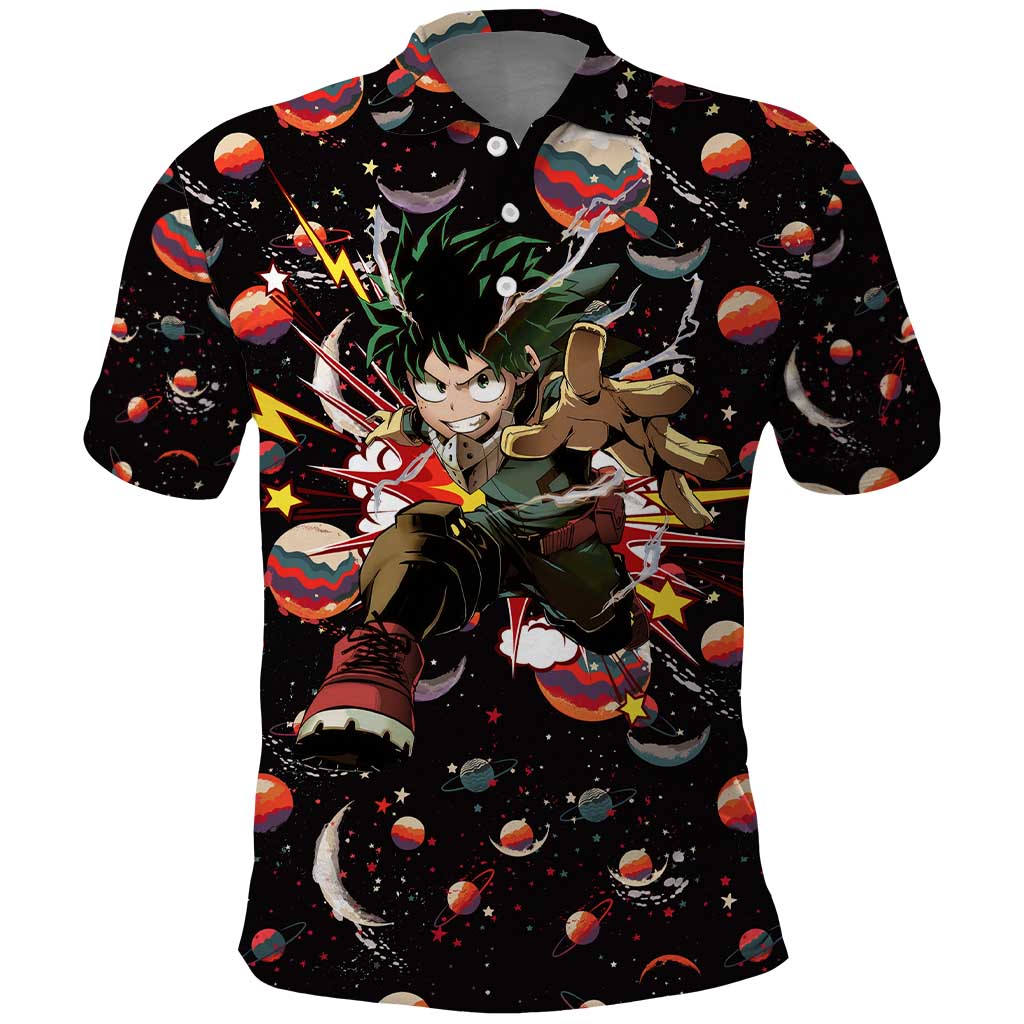 Retro Universe Deku My Hero Academia Polo Shirt Anime Mid Cosmic Pattern Style