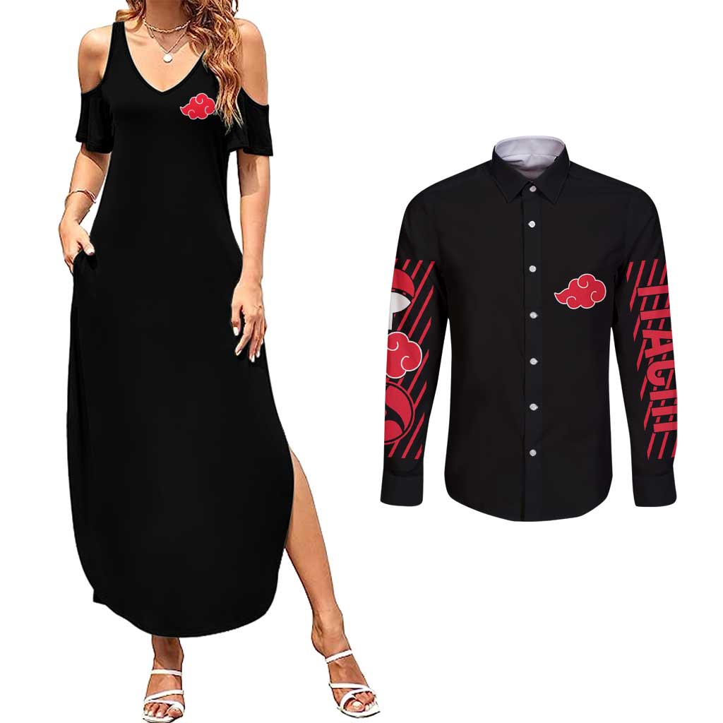 Uchiha Itachi V3 Naruto Couples Matching Summer Maxi Dress and Long Sleeve Button Shirt Anime Style