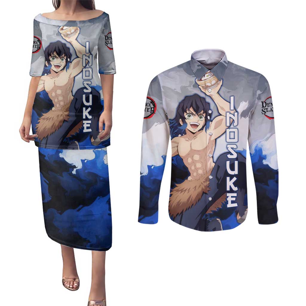 Inosuke - Demon Slayer Couples Matching Puletasi and Long Sleeve Button Shirt Anime Style