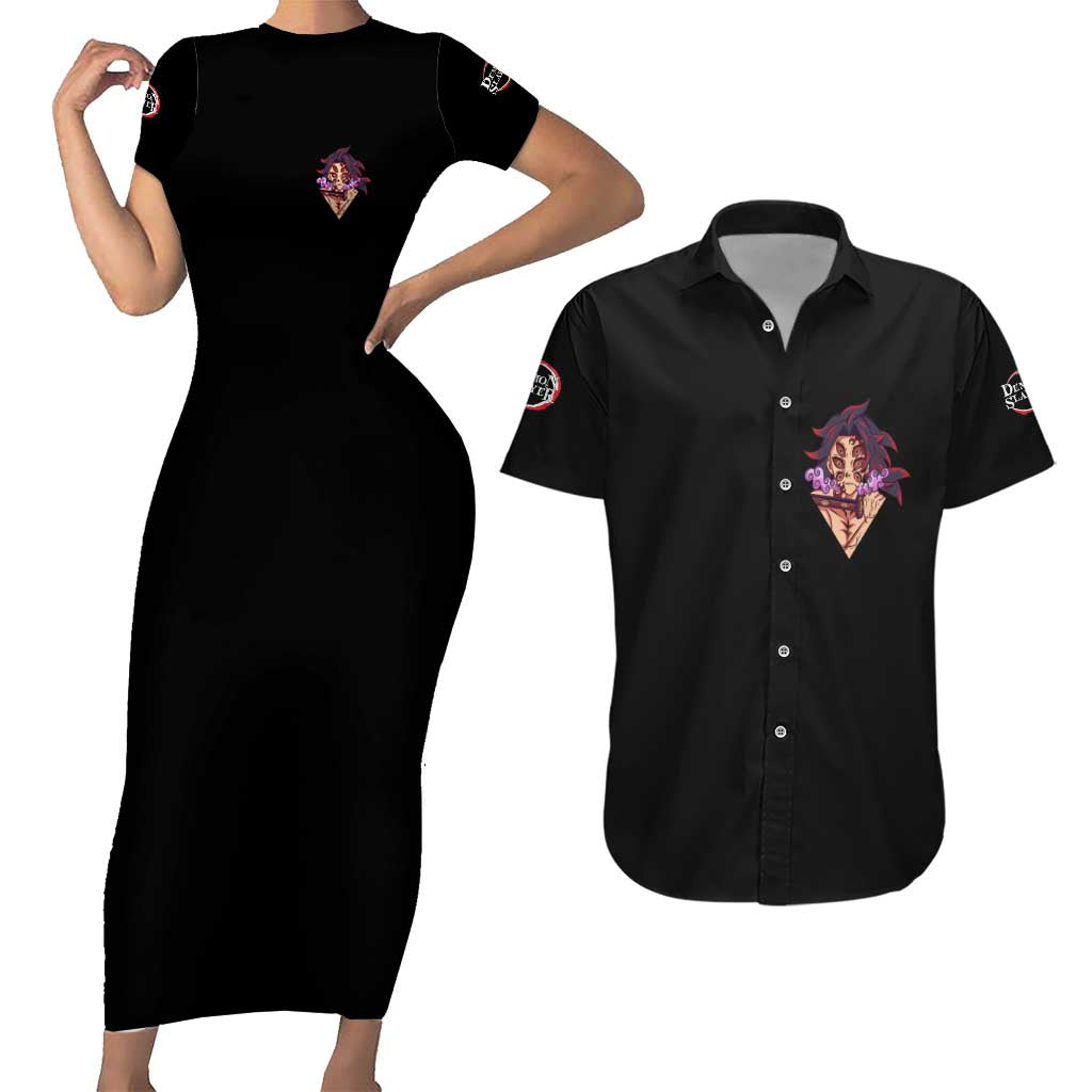 Kokushibo Demon Slayer Couples Matching Short Sleeve Bodycon Dress and Hawaiian Shirt Anime Style TS04