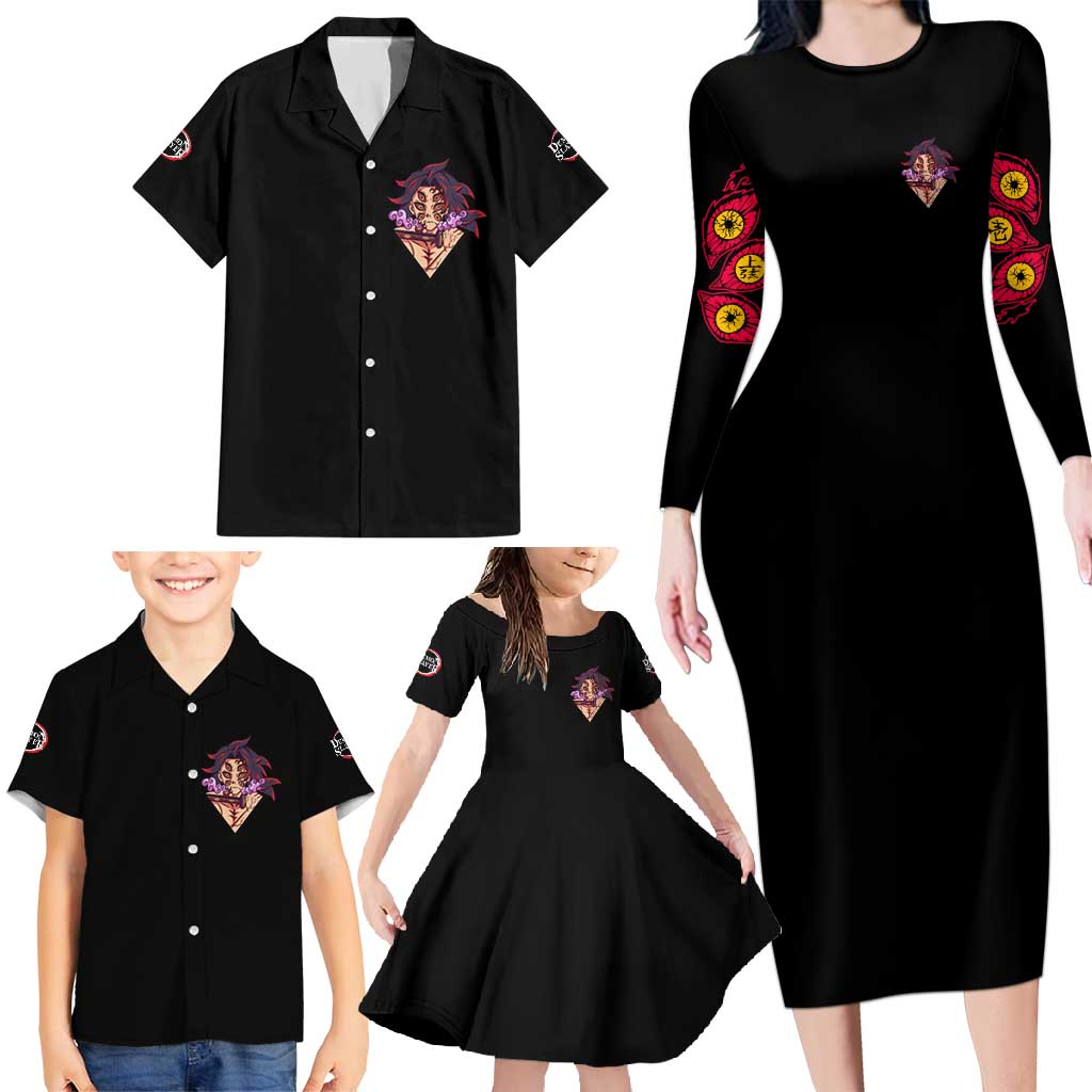 Kokushibo Demon Slayer Family Matching Long Sleeve Bodycon Dress and Hawaiian Shirt Anime Style TS04