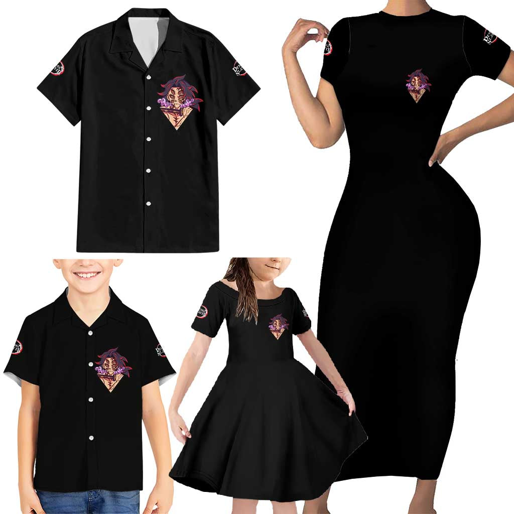 Kokushibo Demon Slayer Family Matching Short Sleeve Bodycon Dress and Hawaiian Shirt Anime Style TS04