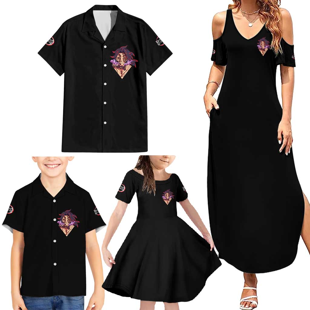 Kokushibo Demon Slayer Family Matching Summer Maxi Dress and Hawaiian Shirt Anime Style TS04