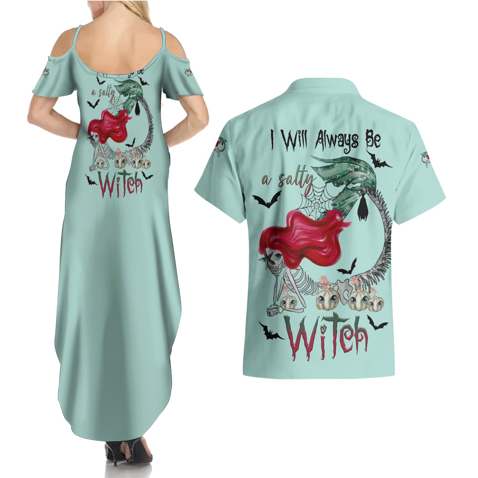 salty-witch-mermaid-halloween-couples-matching-summer-maxi-dress-and-hawaiian-shirt