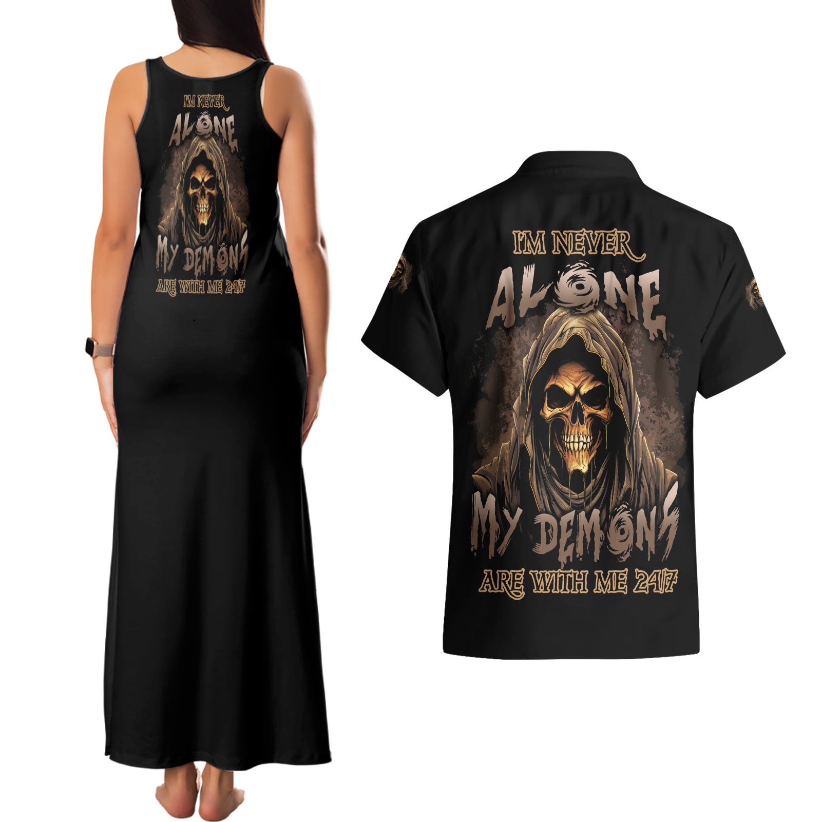 im-never-alone-skull-reaper-couples-matching-tank-maxi-dress-and-hawaiian-shirt