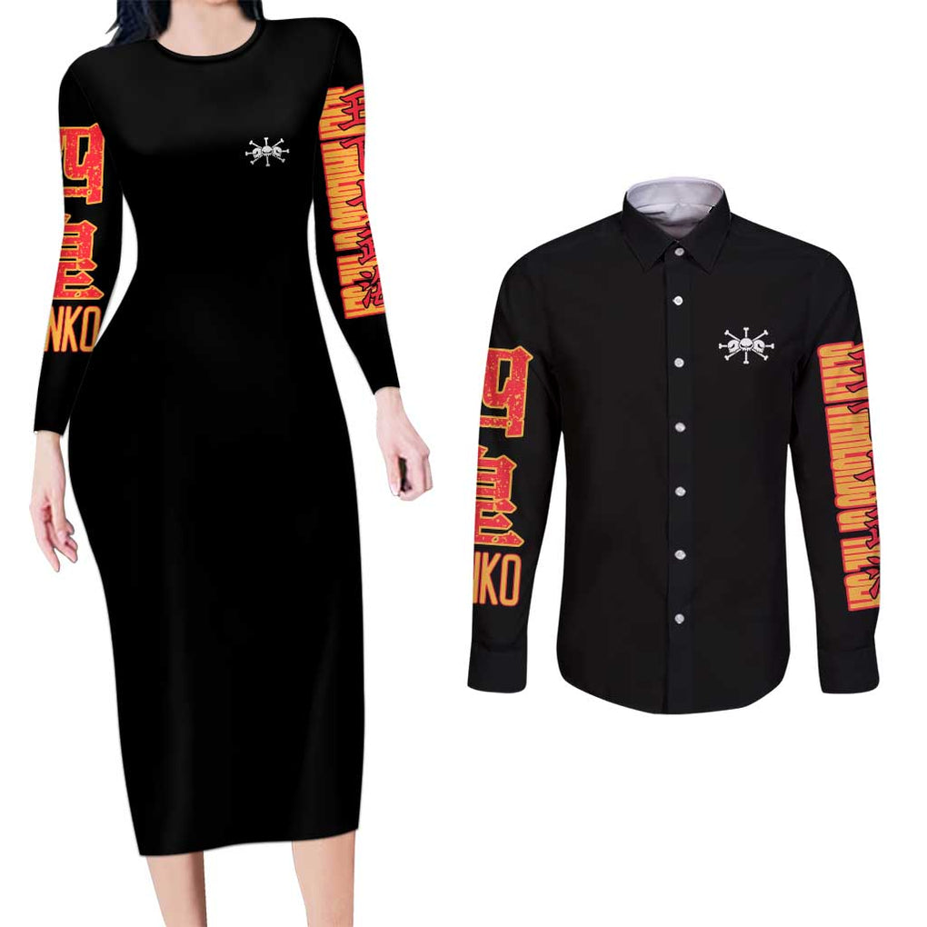 Marshall D. Teach V2 One Piece Couples Matching Long Sleeve Bodycon Dress and Long Sleeve Button Shirt Japan Anime Style