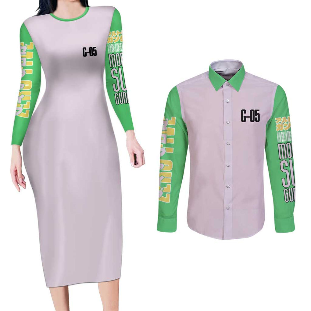 Nataku x Chang Wufei Gundam Wing Endless Waltz Couples Matching Long Sleeve Bodycon Dress and Long Sleeve Button Shirt Japan Anime Style