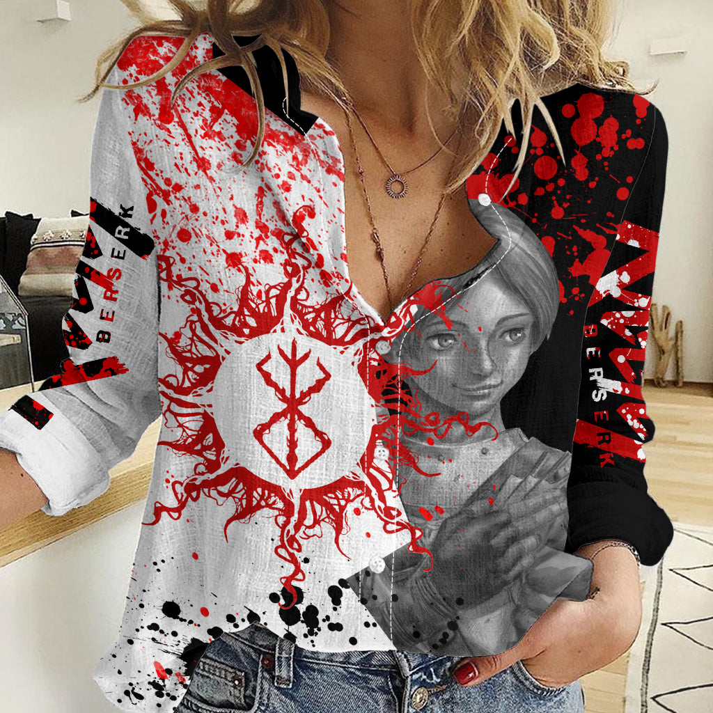 Judeau Berserk Women Casual Shirt Anime Run Symbol Blood Style