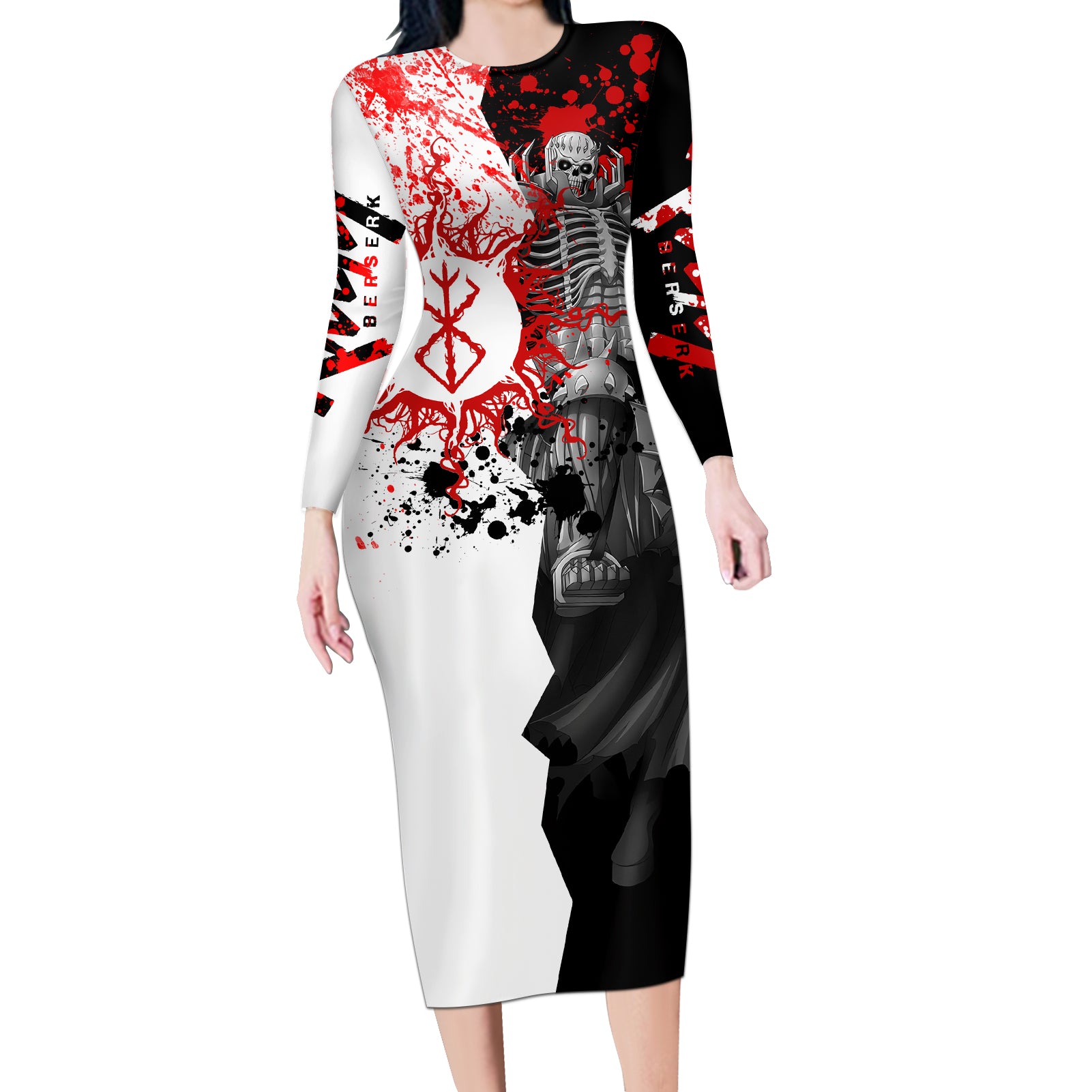 The Skull Knight Berserk Long Sleeve Bodycon Dress Anime Japan Style