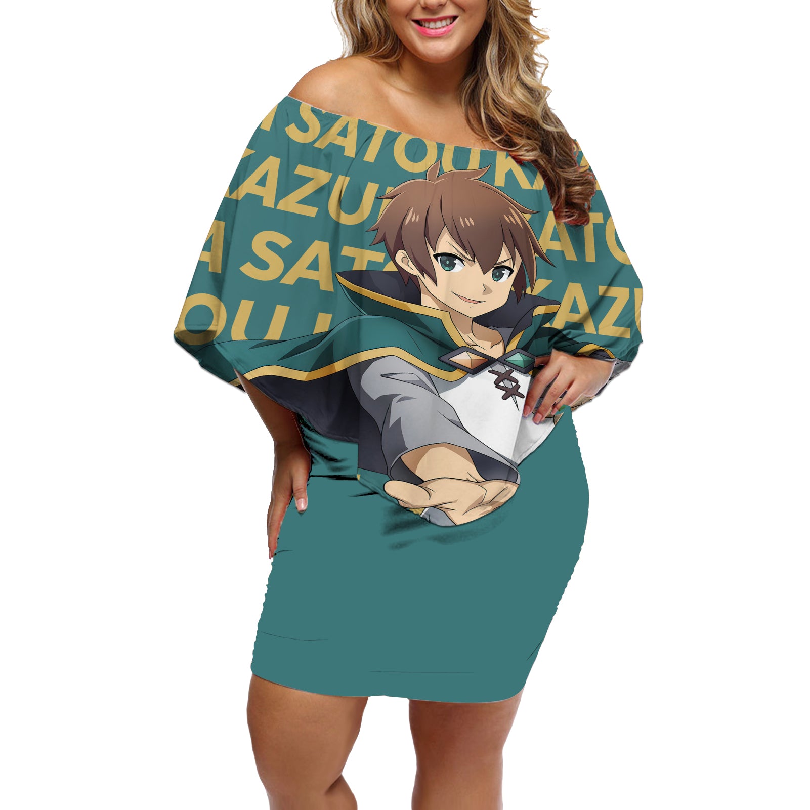 Kazuma Satou KonoSuba Off Shoulder Short Dress Anime Style