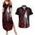 Yonko Shank - Red Hair Pirate - One Piece Couples Matching Summer Maxi Dress and Hawaiian Shirt Haki Pattern Anime Style