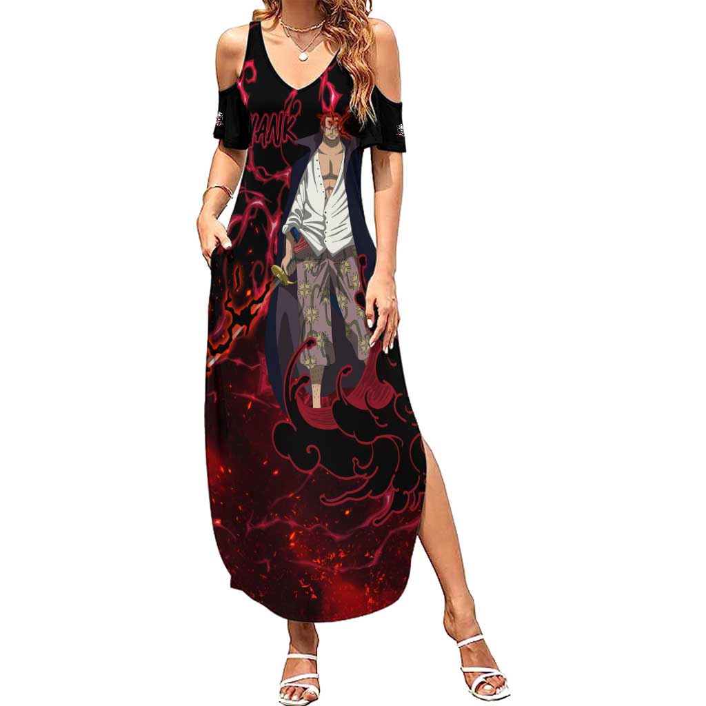 Yonko Shank - Red Hair Pirate - One Piece Summer Maxi Dress Haki Pattern Anime Style