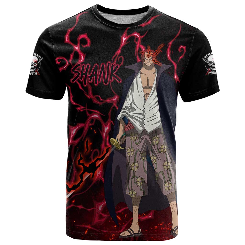 Yonko Shank - Red Hair Pirate - One Piece T Shirt Haki Pattern Anime Style