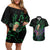 Roronoa Zoro - One Piece Couples Matching Off Shoulder Short Dress and Hawaiian Shirt Haki Pattern Anime Style