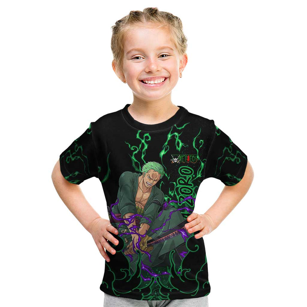 Roronoa Zoro - One Piece Kid T Shirt Haki Pattern Anime Style