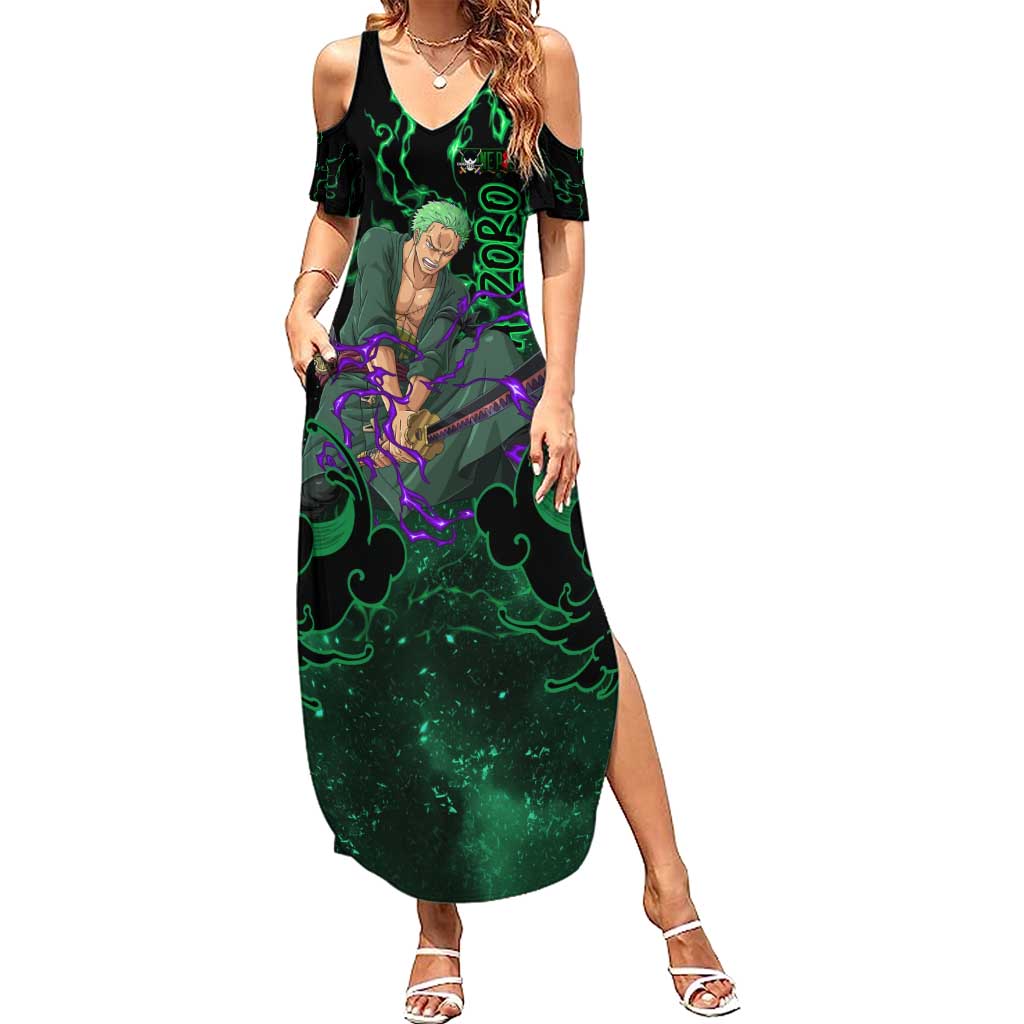 Roronoa Zoro - One Piece Summer Maxi Dress Haki Pattern Anime Style