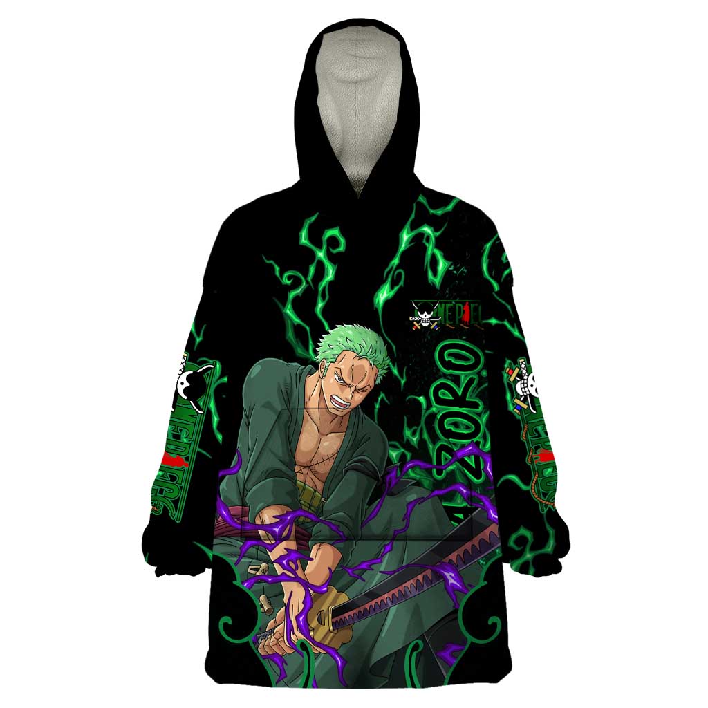 Roronoa Zoro - One Piece Wearable Blanket Hoodie Haki Pattern Anime Style