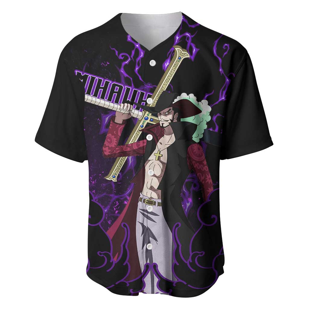 Dracule Mihawk - One Piece Baseball Jersey Haki Pattern Anime Style