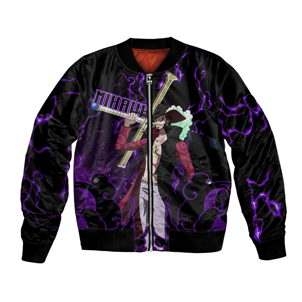 Dracule Mihawk - One Piece Bomber Jacket Haki Pattern Anime Style