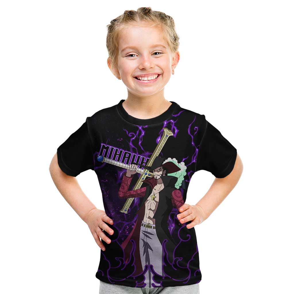 Dracule Mihawk - One Piece Kid T Shirt Haki Pattern Anime Style