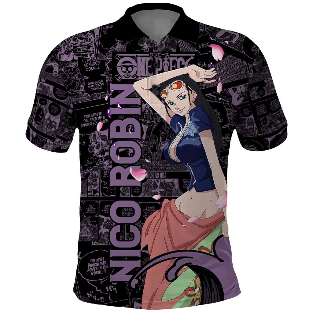 Nico Robin - One Piece Polo Shirt Pattern Manga Mix Anime Style