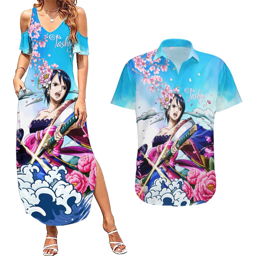 Tashigi - One Piece Couples Matching Summer Maxi Dress and Hawaiian Shirt Anime Style