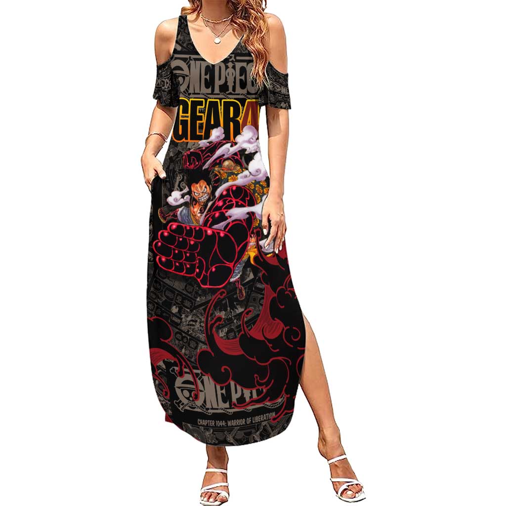 Luffy Gear 4- One Piece Summer Maxi Dress Pattern Manga Mix Anime Style