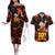 Son Goku - Dragon Ball Couples Matching Off The Shoulder Long Sleeve Dress and Hawaiian Shirt Pattern Anime Mix Manga Style