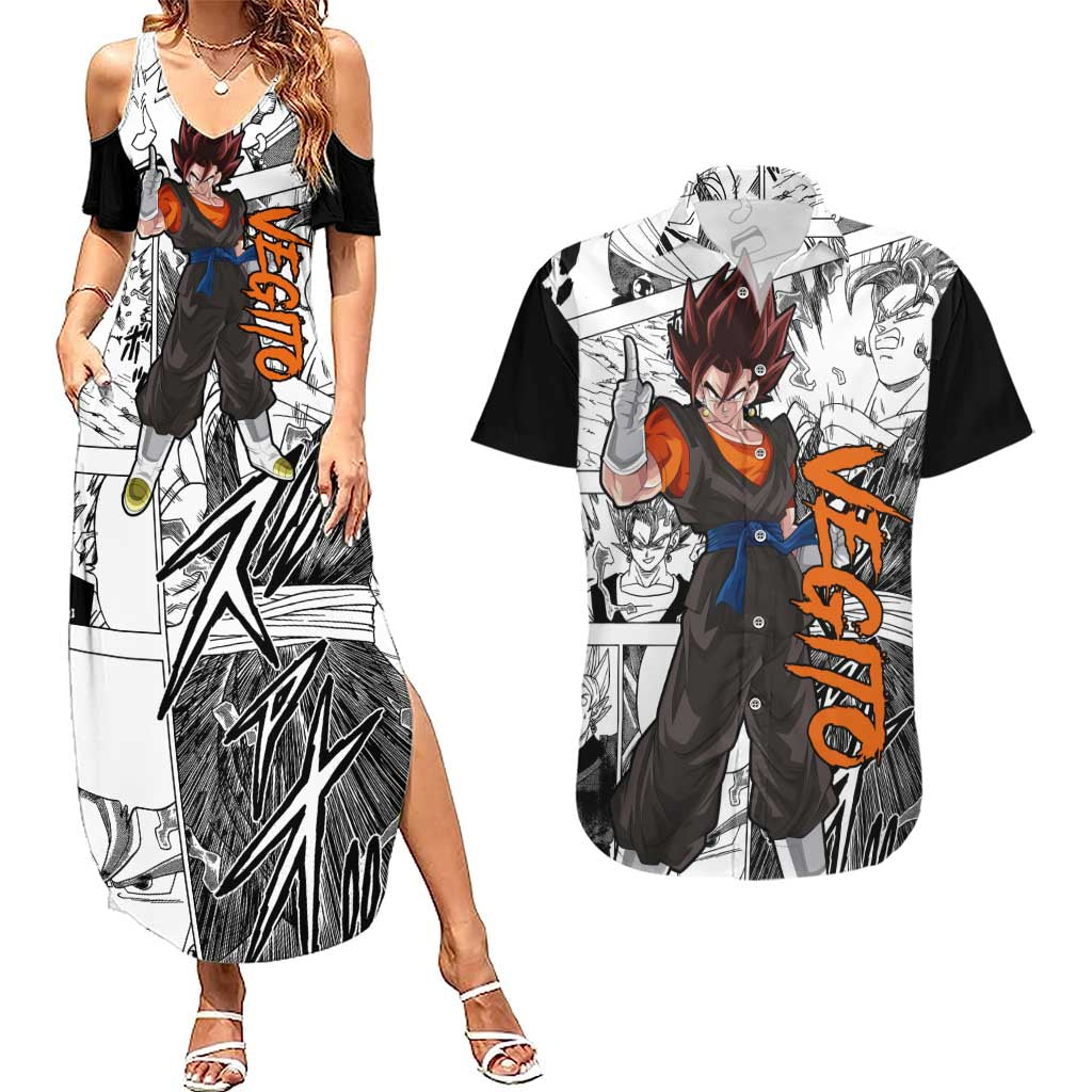 Vegito - Dragon Ball Couples Matching Summer Maxi Dress and Hawaiian Shirt Anime Mix Manga Style