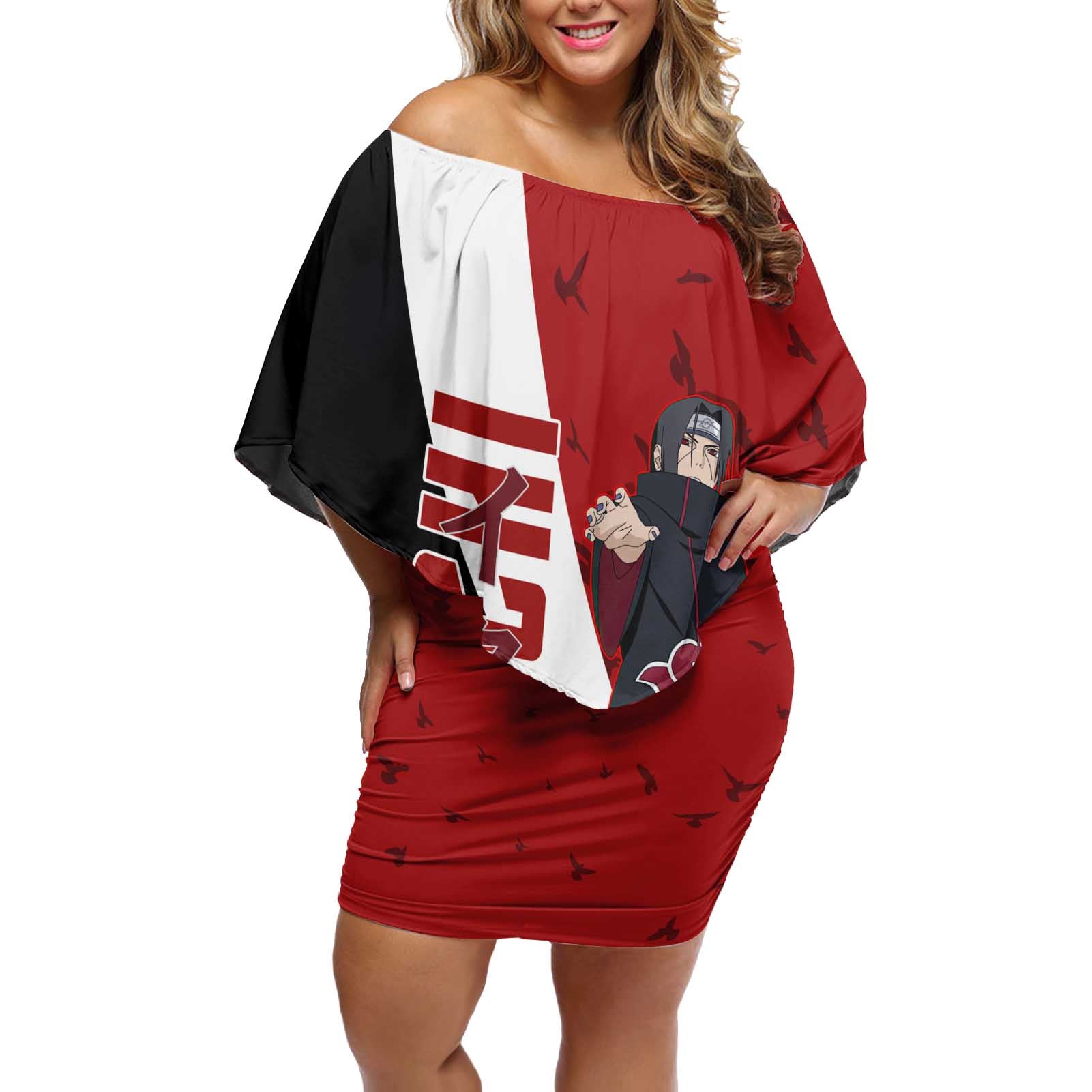 Uchiha Itachi - Naruto Off Shoulder Short Dress Anime Style