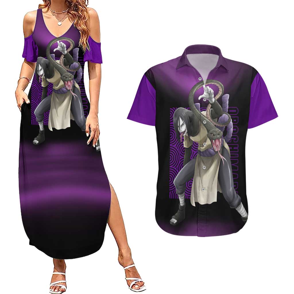 Orochimaru - Naruto Couples Matching Summer Maxi Dress and Hawaiian Shirt Anime Style