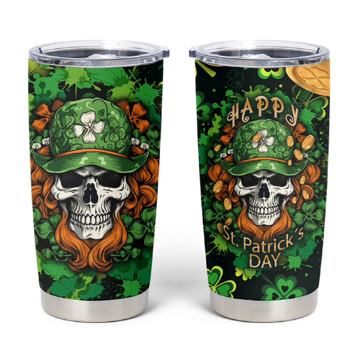 Happy St. Patrick's Day Skull Tumbler Cup